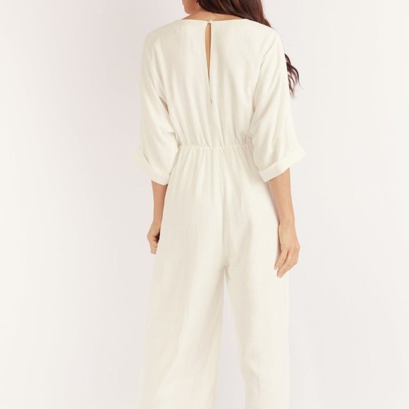 Girl & The Sun  (Hunter Wide-Leg Jumpsuit in Off White) - Picture 4 of 5